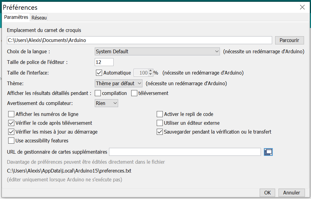 Programmer l'ESP32 depuis l'Arduino IDE avec du code Arduino