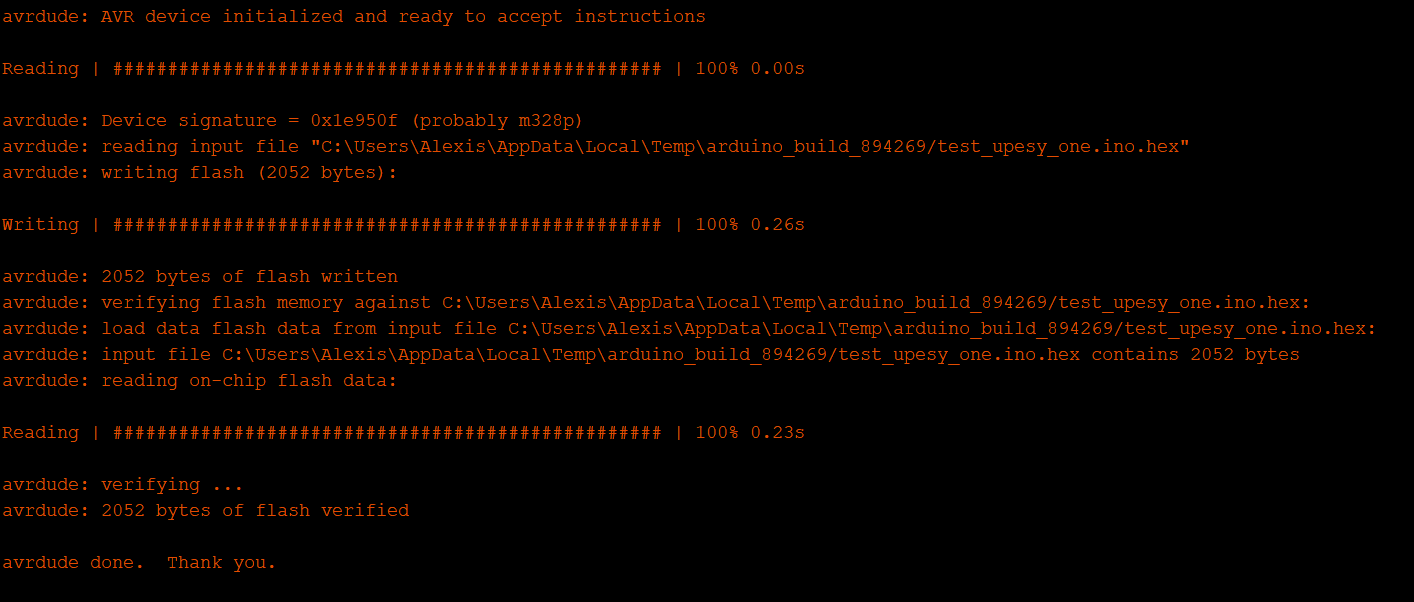 avrdude cli arduino uno success