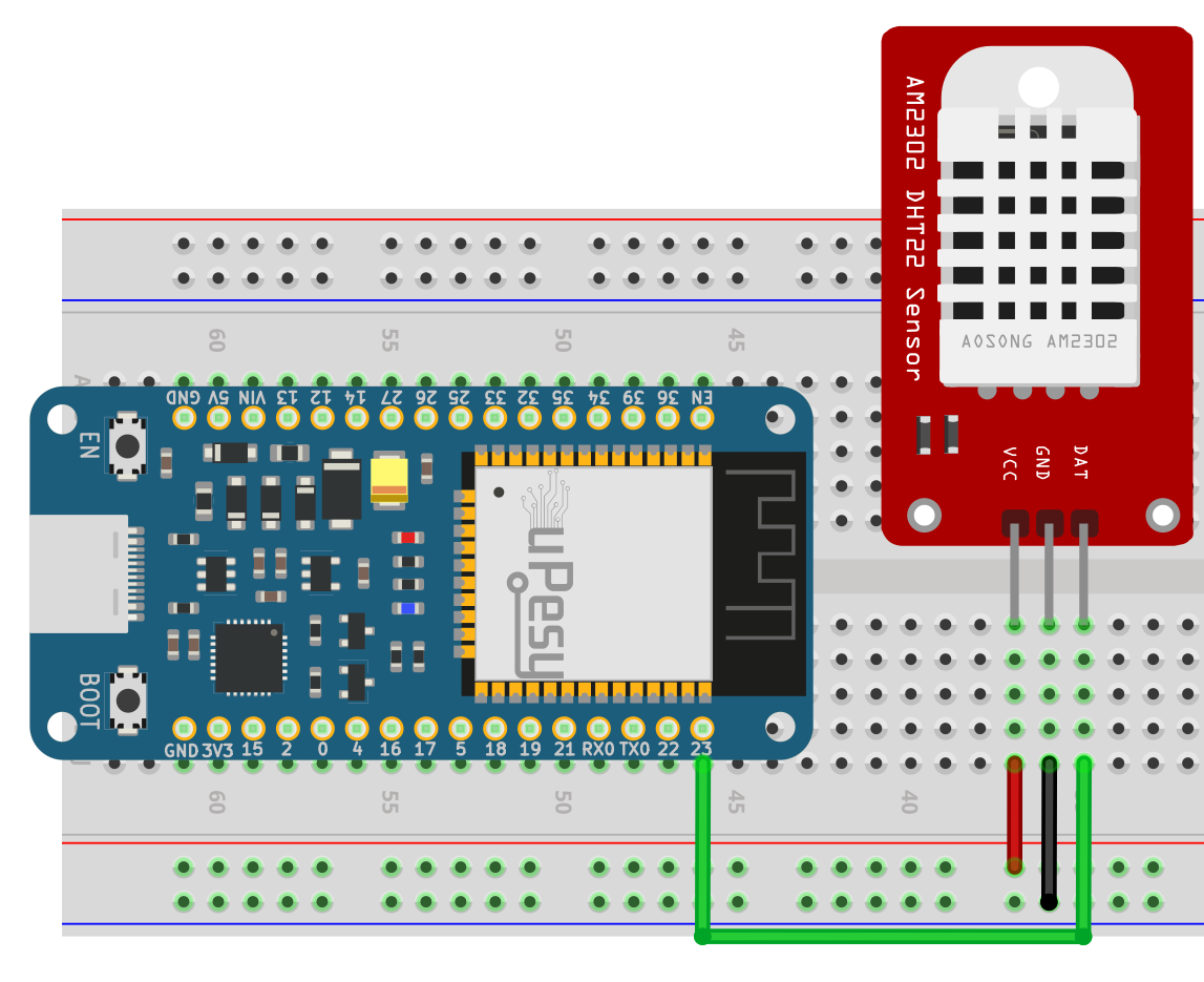 dht22 esp32 circuit Fritzing