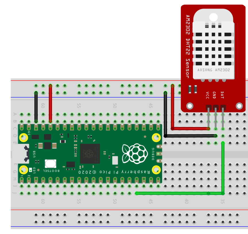 dht22 Raspberry Pi Pico circuit Fritzing