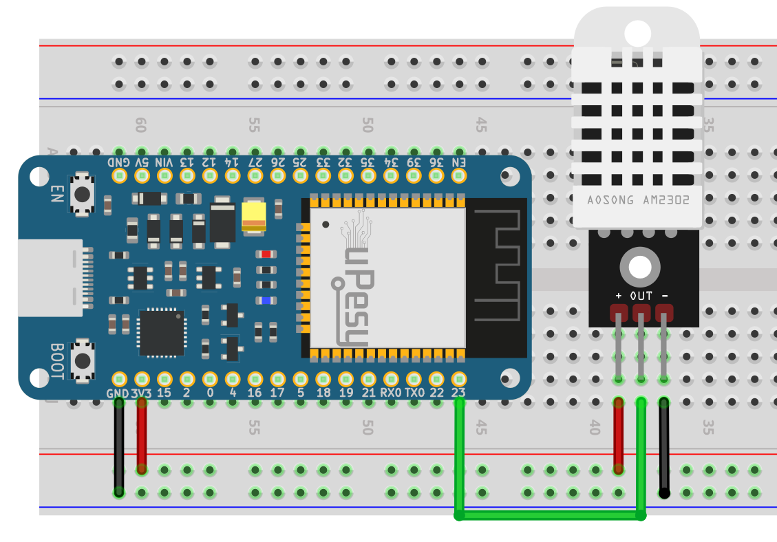 dht22 variant esp32 circuit Fritzing