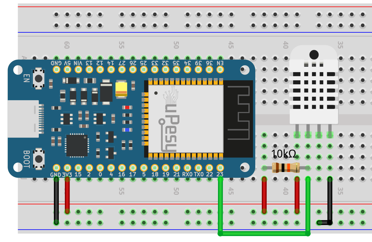 dht22 raw component esp32 circuit Fritzing