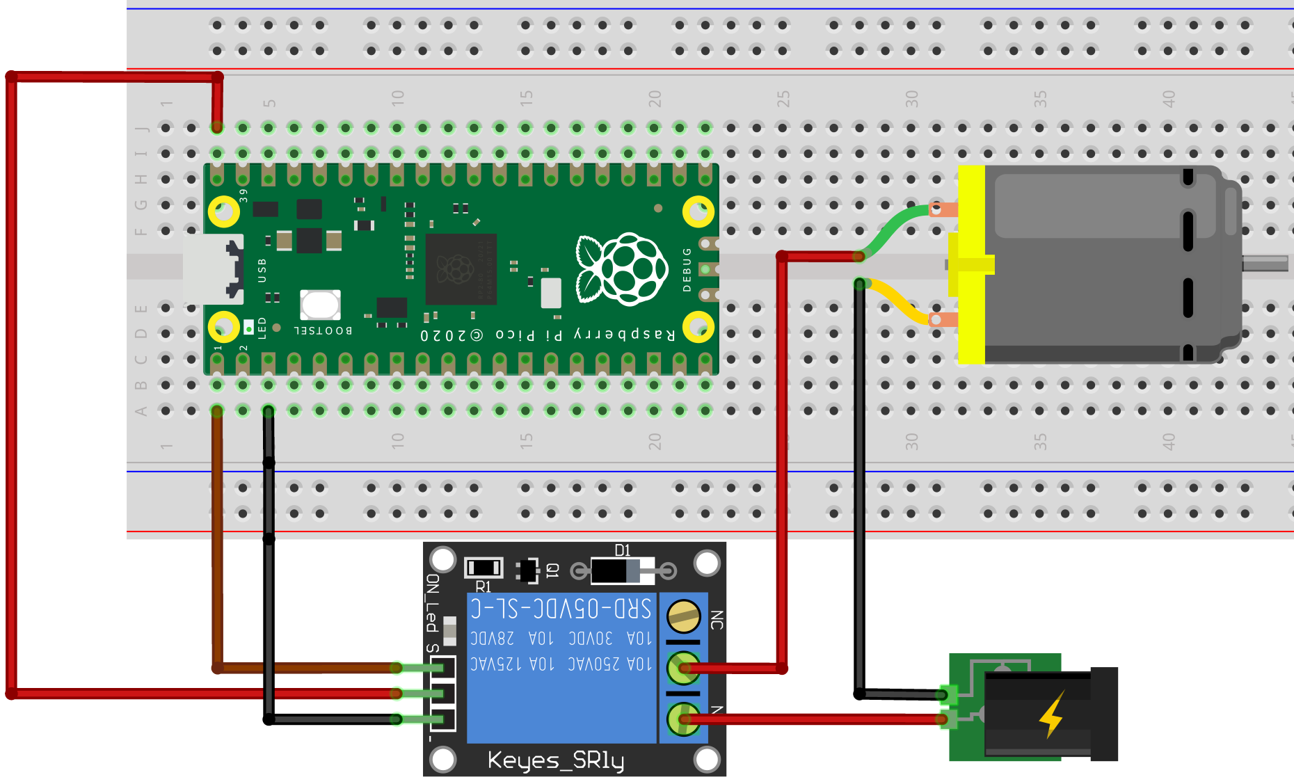 schéma circuit relais pi pico code Arduino