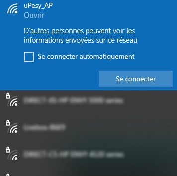Affichage du point d’accès wifi ESP32 sur Windows