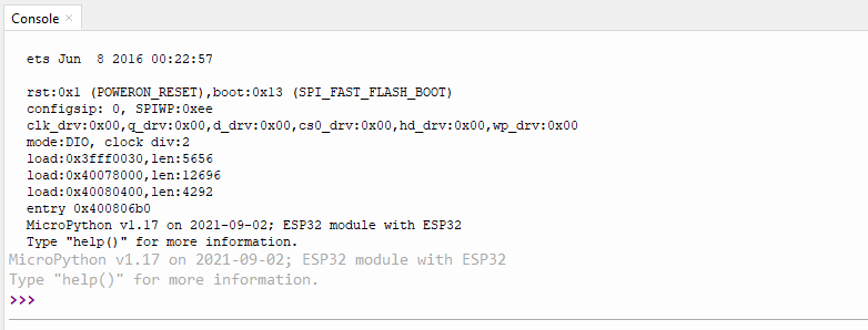 selectionner l'interpréteur micropython esp32