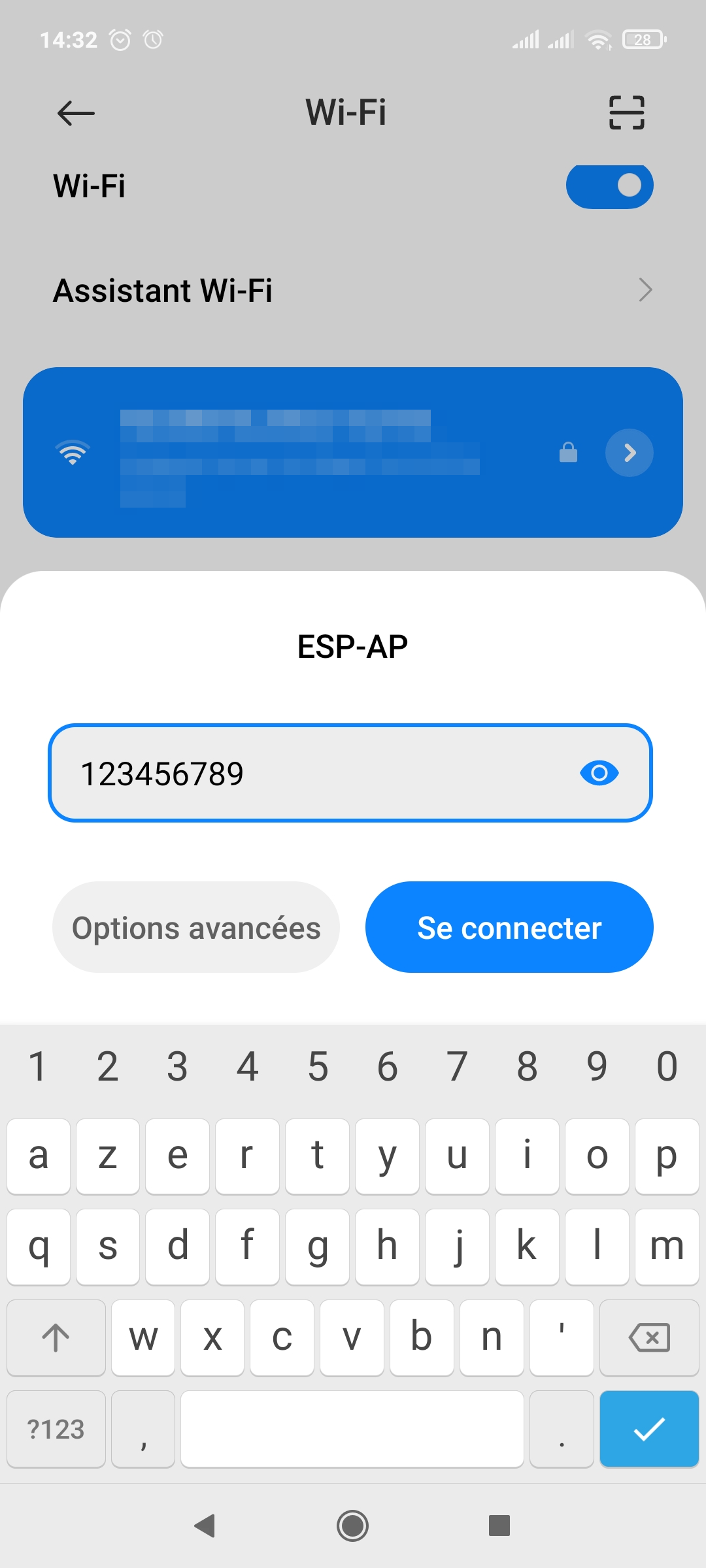 entrer mot de passe box Wi-Fi Android