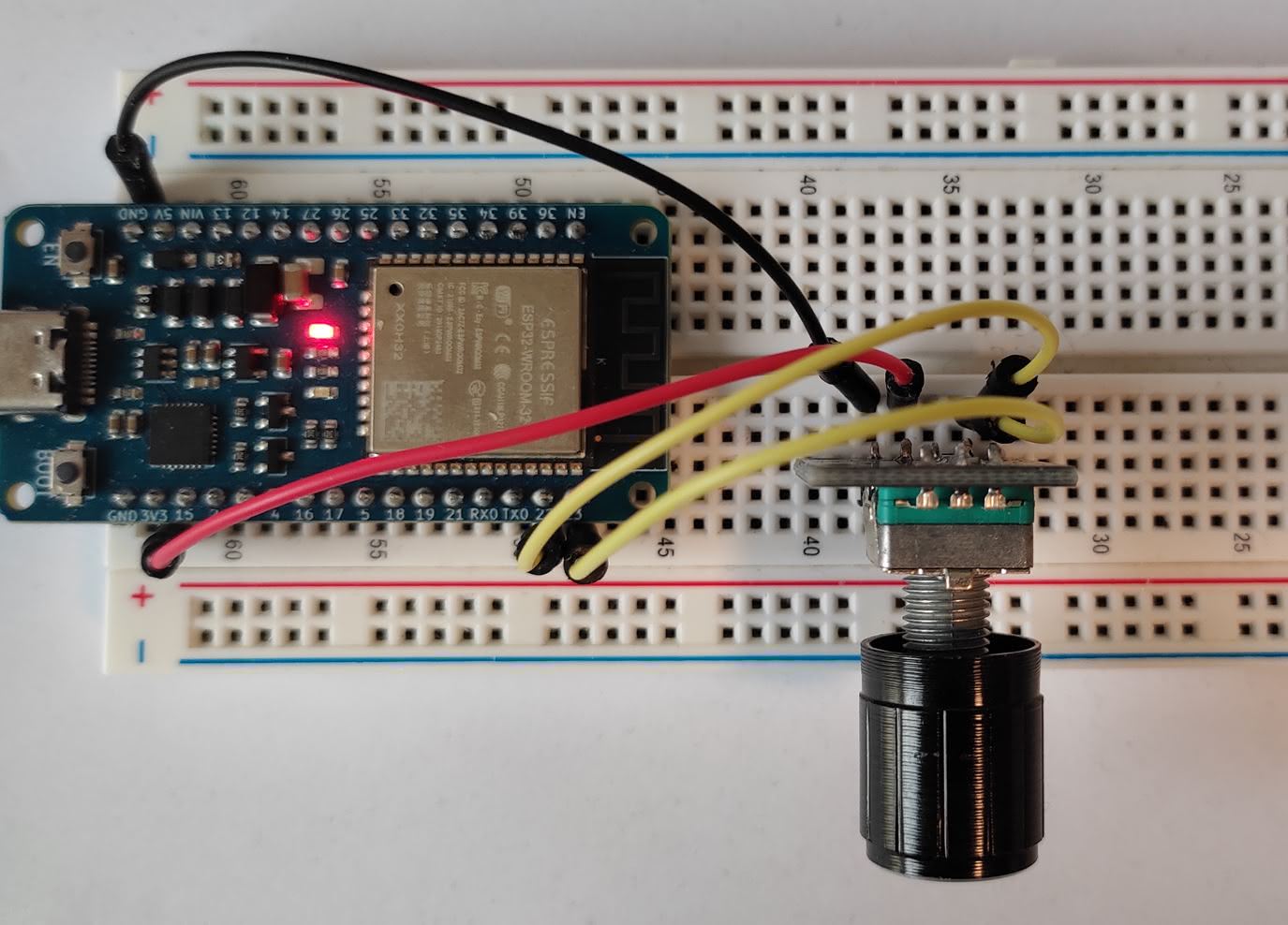 schéma breadboard codeur rotatif