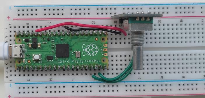 schéma breadboard codeur rotatif Pi Pico