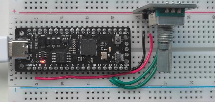 schéma breadboard codeur rotatif Pi Pico