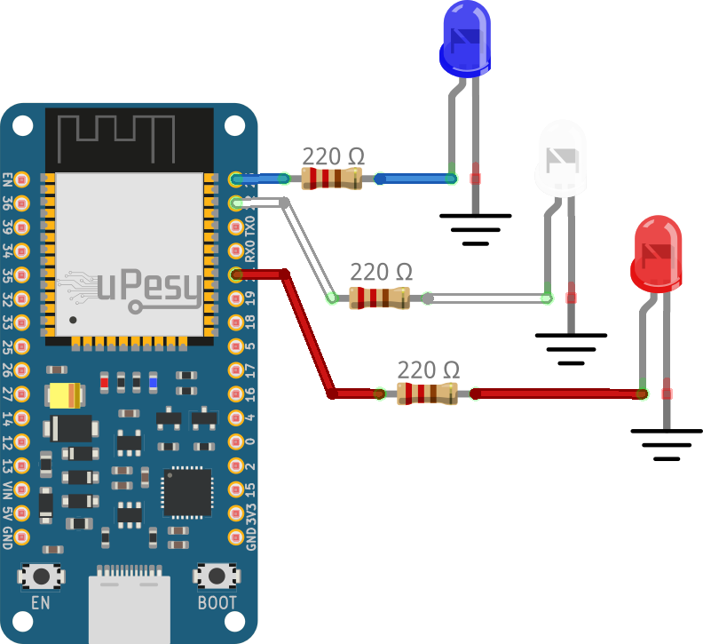 Schéma de câblage ESP32 led pwm